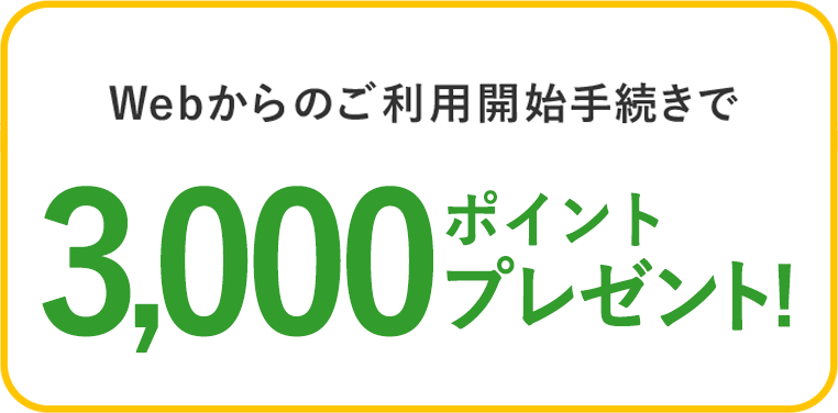 Webからのご利用開始手続きで3,000ポイントプレゼント！