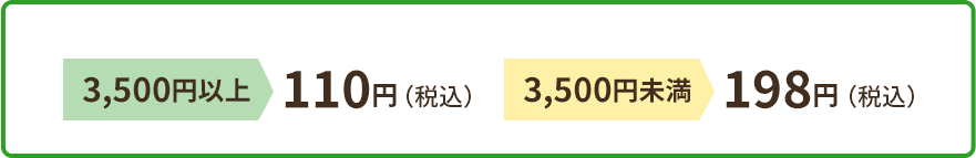 3,500円以上 110円（税込） 3,500円未満 198円（税込）