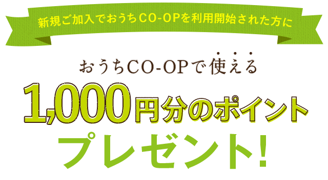Web利用申込でおうちCO-OPで使える1,000円分のポイントプレゼント!