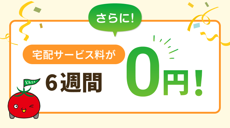 さらに!宅配サービス料が6週間0円!