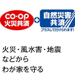 CO･OP火災共済 自然災害共済 プラスして付けられます！ 火災・風水害・地震などからわが家を守る